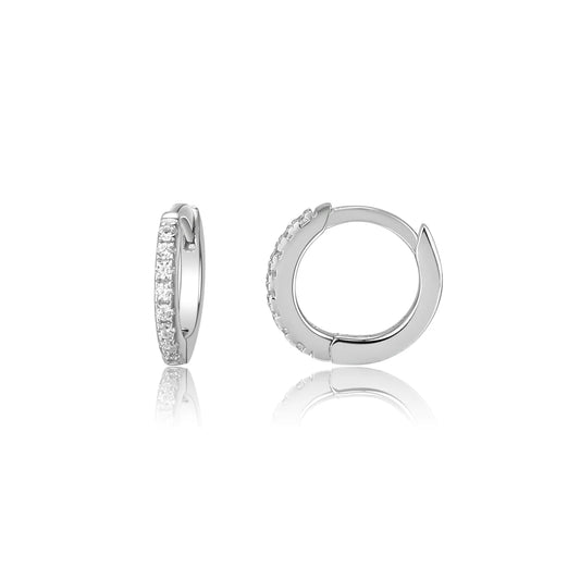 Sterling Silver 10mm Huggie Earrings w/ CZ's