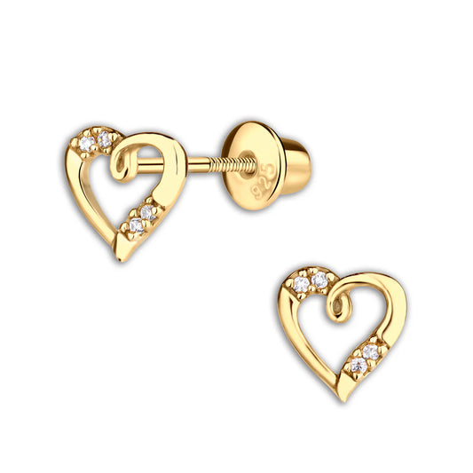 14K Gold-Plated Open Heart Earring w/ CZ