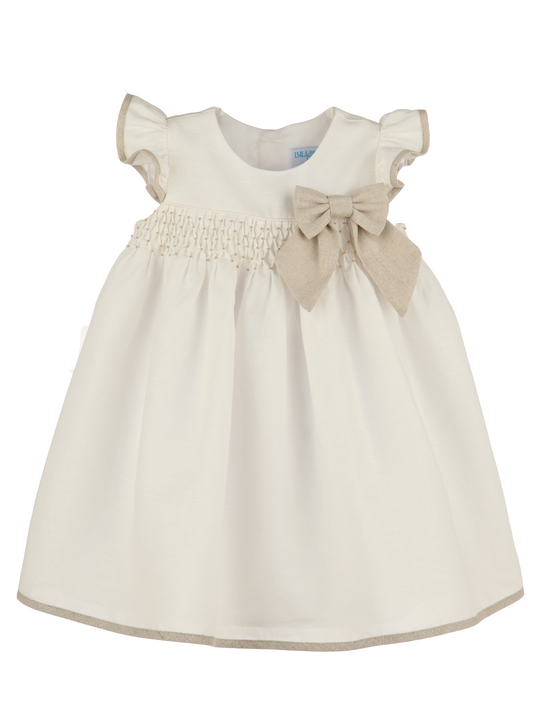 Linen Honey Comb Dress, Ivory