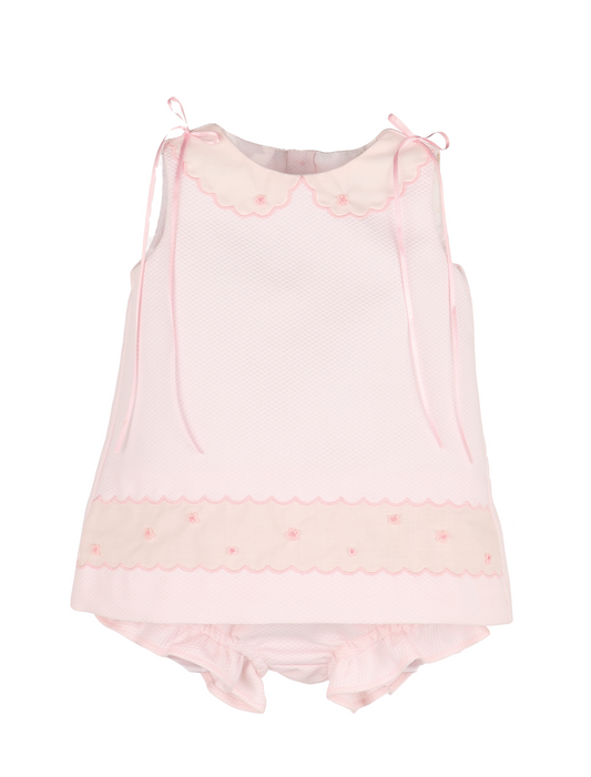 Pique Collar Bloomer Set - Pink