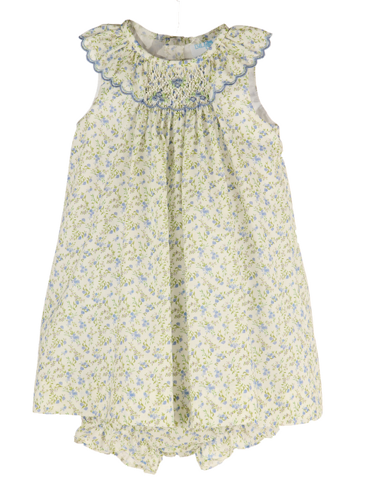 Lavender Smock Bishop Dress Set, Blue