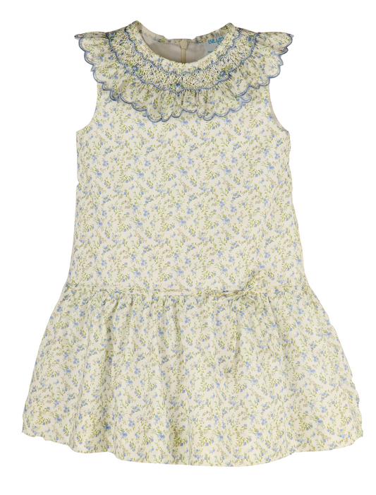 Lavender Smock Drop Waist Dress, Blue