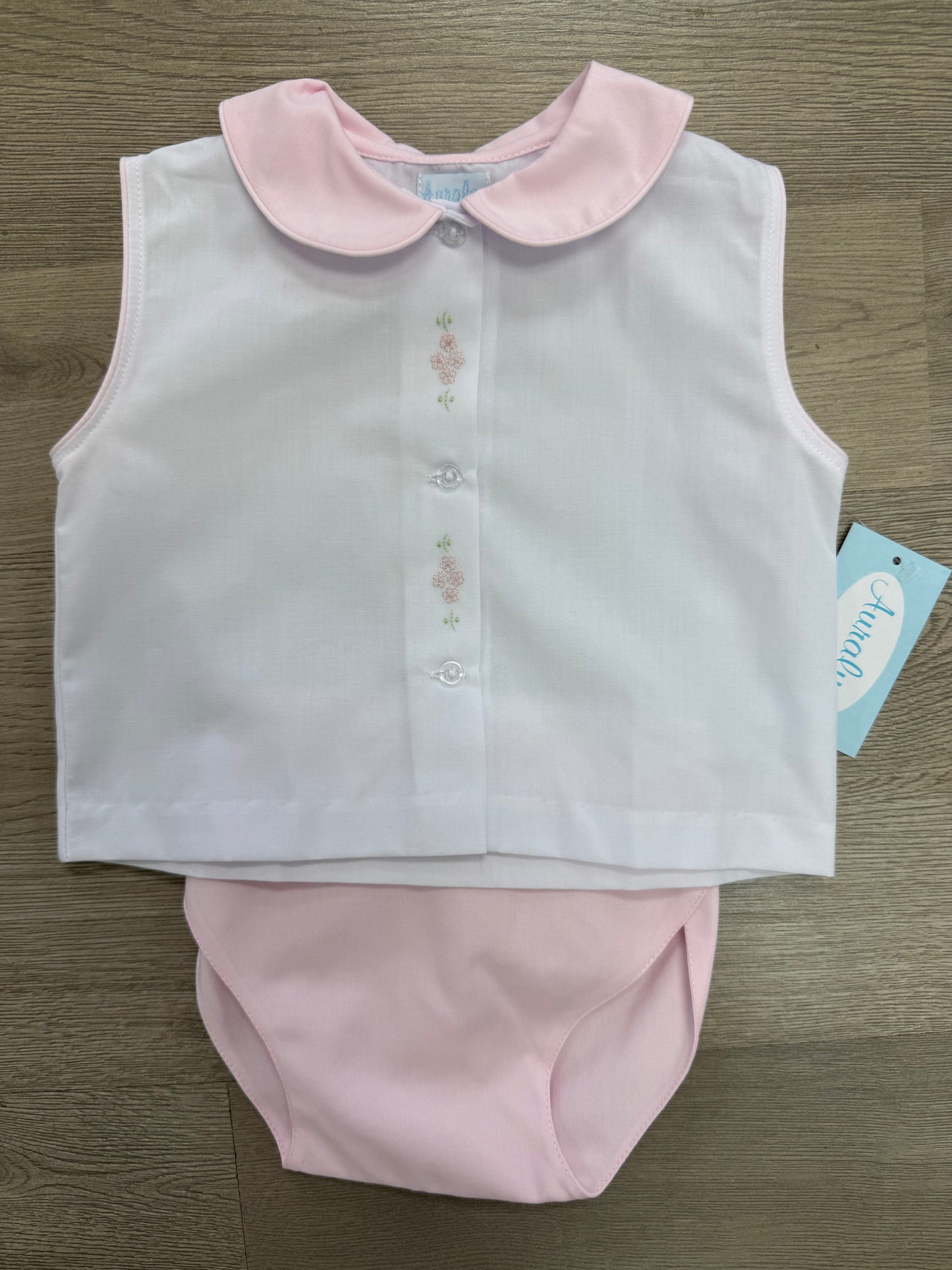 White/Pink Flower Diaper Set