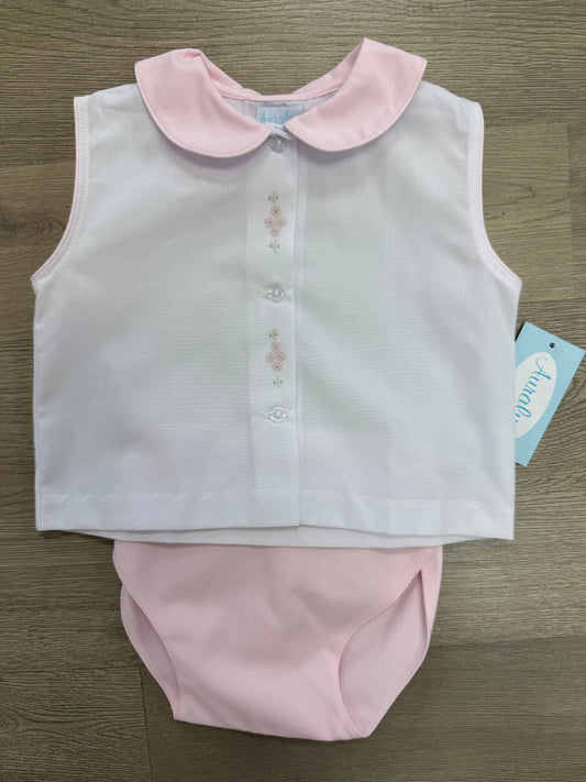 White/Pink Flower Diaper Set