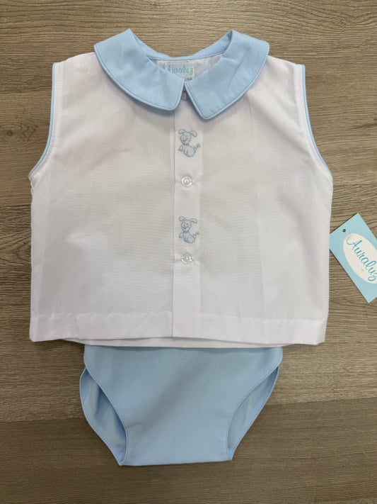 White/Blue Dog Diaper Set
