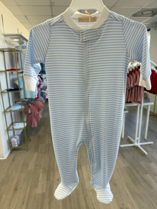 Blue Stripe Zip Footie