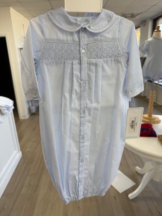 Blue Smocked Gown with Hat