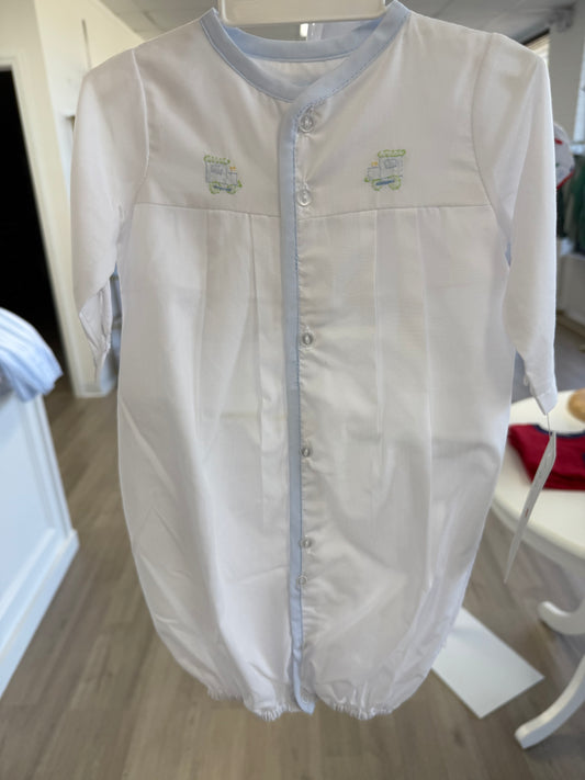 White Train Converter Gown with Hat