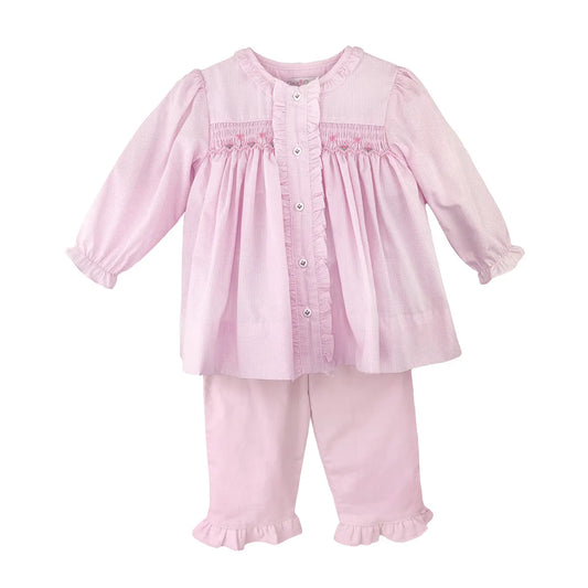 Pink Smocked Pant Set