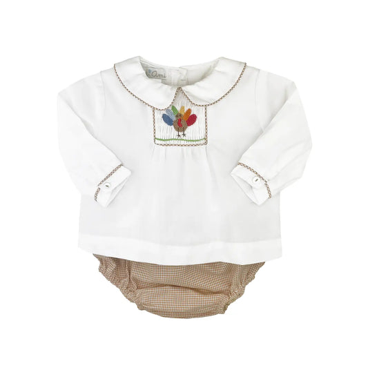 Boys Turkey Smocked Diaper Set