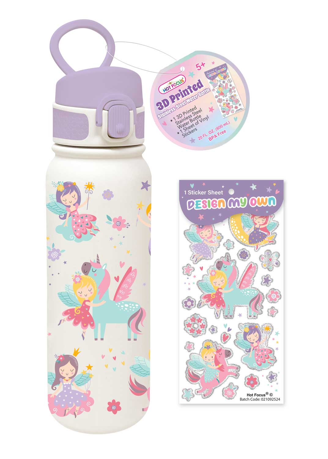 3D Printed Stainless Steel Water Bottle, Fairy