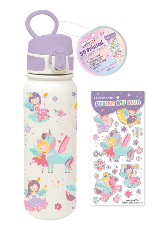 3D Printed Stainless Steel Water Bottle, Fairy