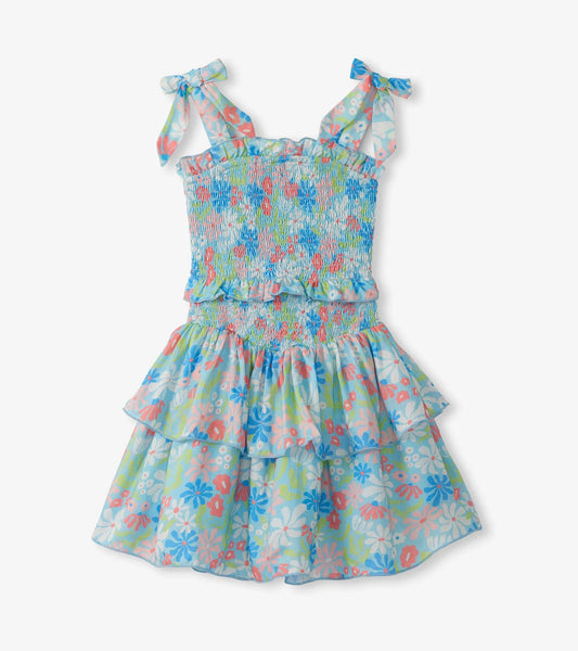 Whimsical Flowers Smocked Angel Dress