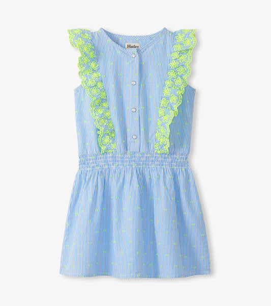 Neon Dots Scallop Ruffle Dress