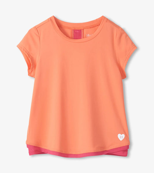 Fusion Coral Mesh Trim Tee