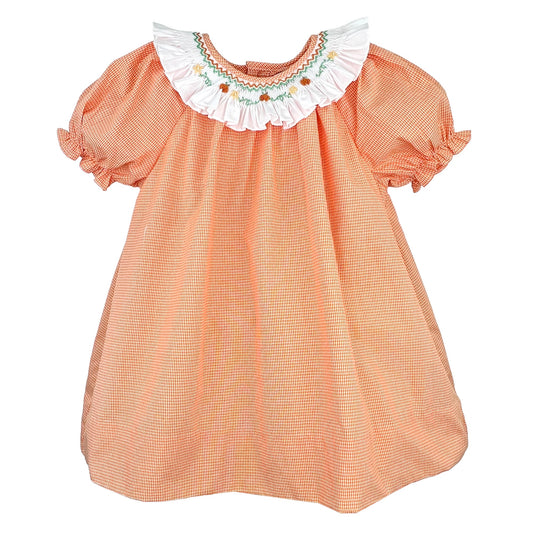 Dress with Smocked Collar and Bullion Pumpkins