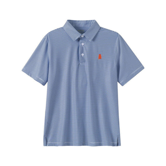 Micro Navy Stripe w/ Orange AL State Performance Polo