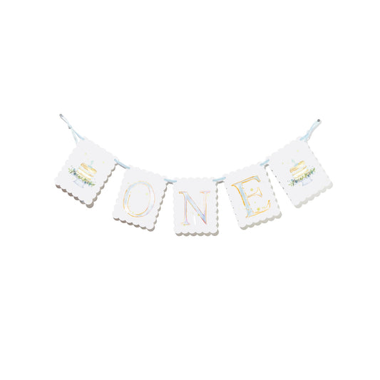 "ONE" Cake Highchair Banner - Blue
