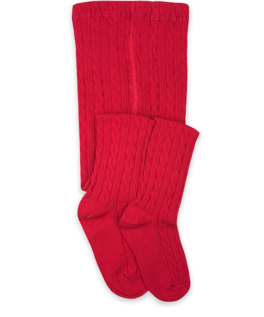 Cable Knit Tights - Red