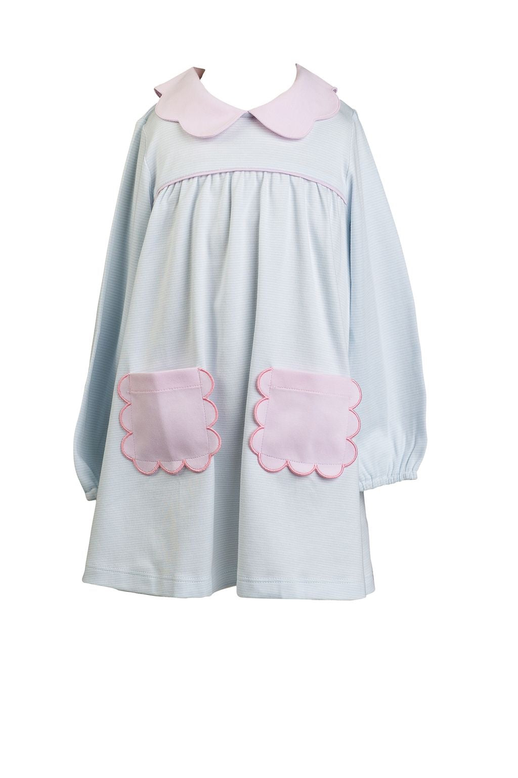 Light Blue Scallop Pocket Dress