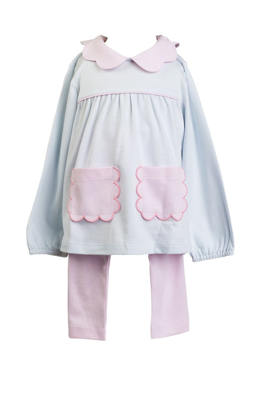 Light Blue Scallop Tunic Set