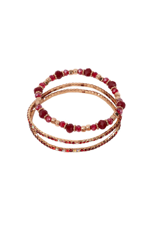Boutique Ruby Red Bracelet Set, 3pcs