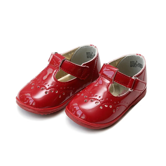 Birdie Leather T-Strap Mary Jane - Patent Red