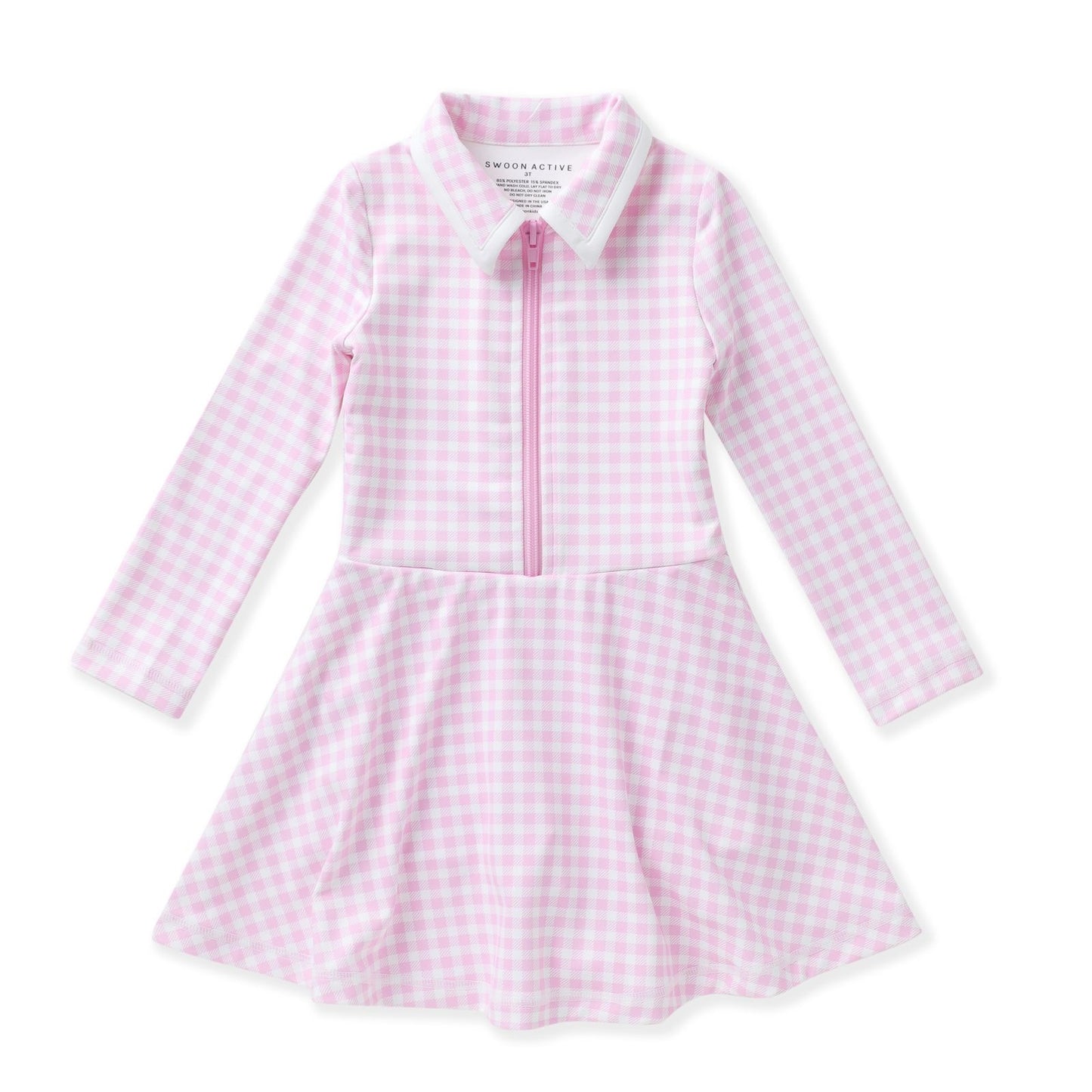 Pink Gingham L/S Tennis Dress
