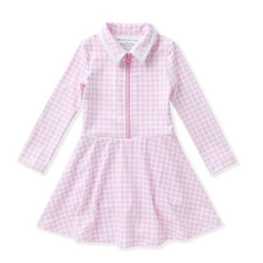 Pink Gingham L/S Tennis Dress