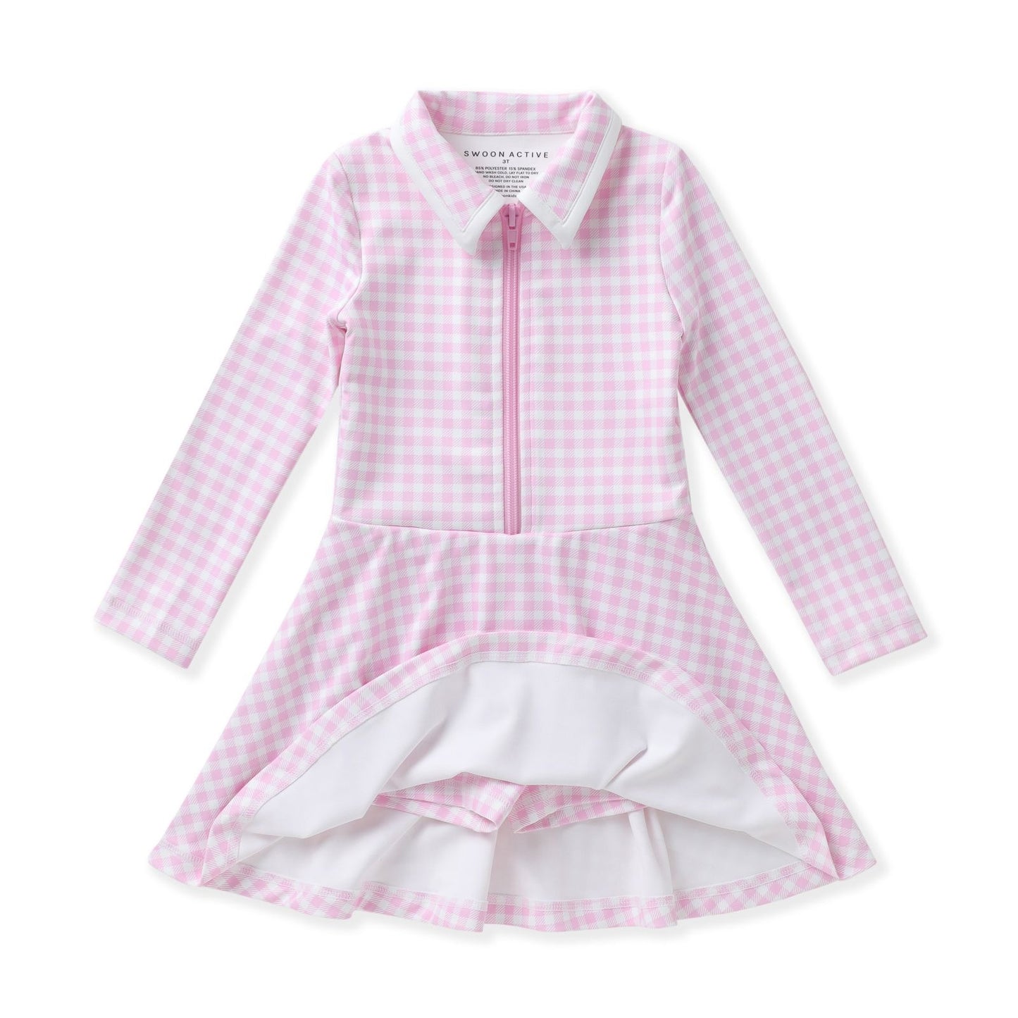 Pink Gingham L/S Tennis Dress