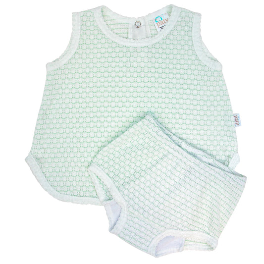 Knit Pinstripe Sleeveless Diaper Set - Mint