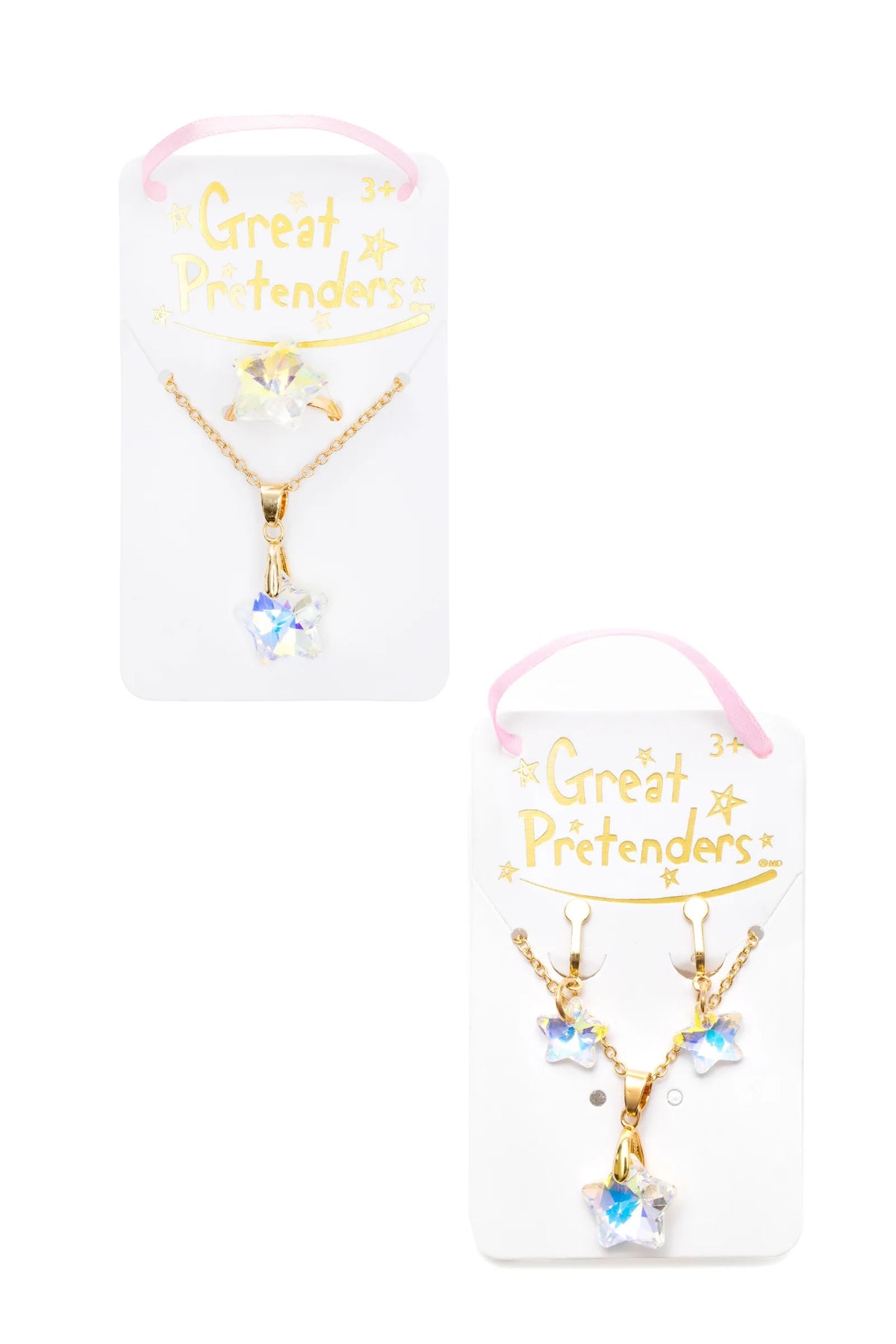 Boutique Holographic Star NL/Ring Set, NL/Clip On Earrings Set, Assorted
