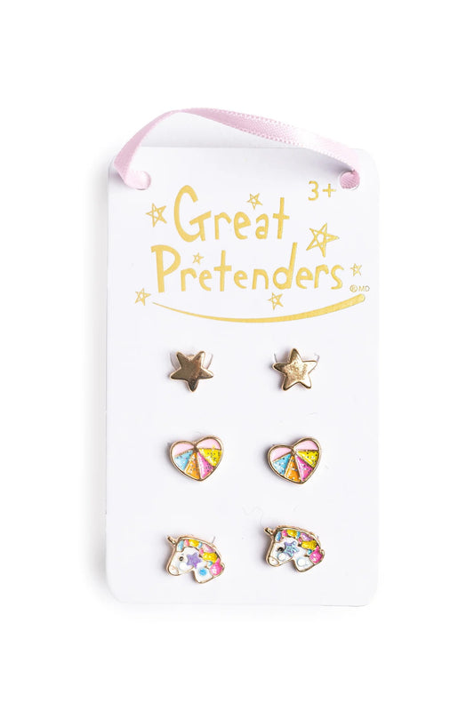 Boutique Cheerful Studded Earrings, 3 Sets