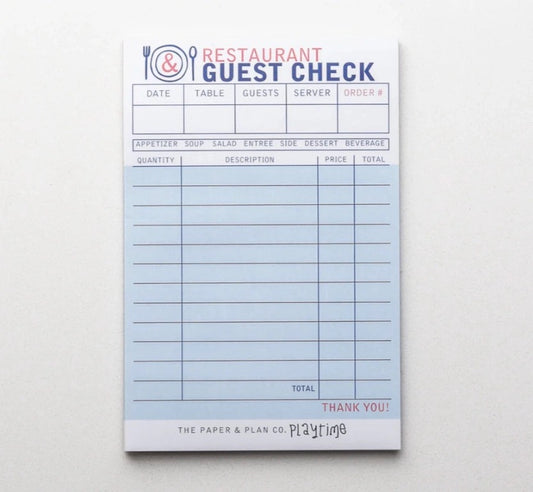 Restaurant Guest Check Playtime Pad
