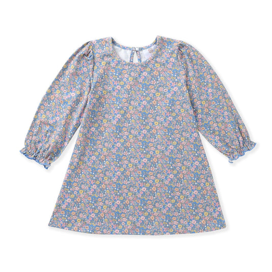 Blue Floral A-Line Dress