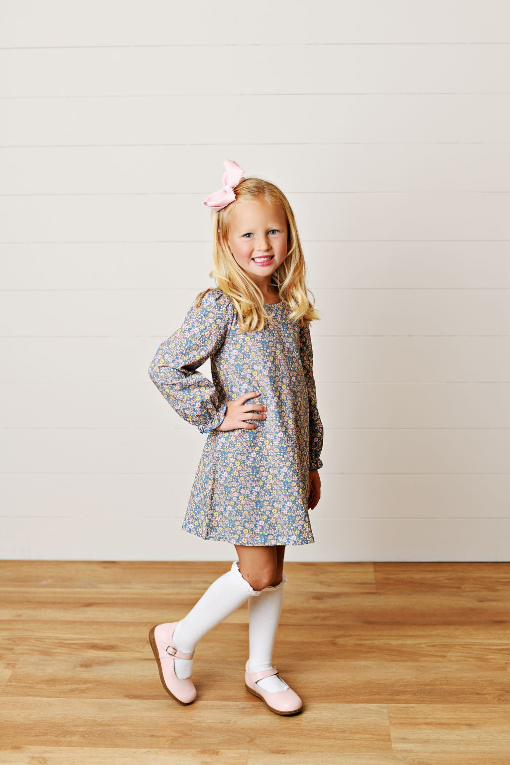 Blue Floral A-Line Dress