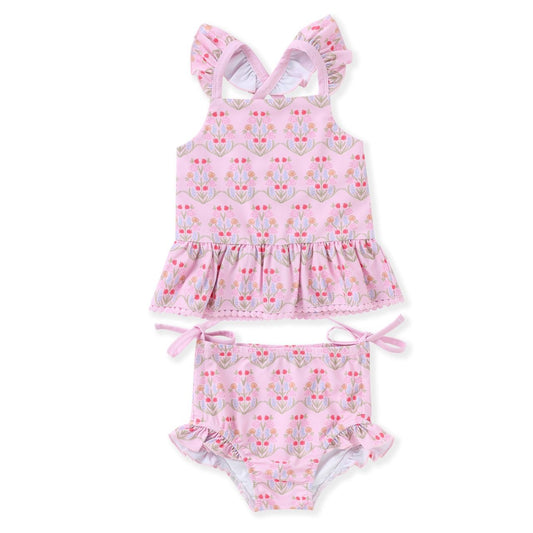 Block Floral 2 Piece Swimsuit