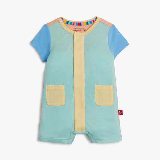 Modal Magnetic Romper - Colorblock Shell Aloe