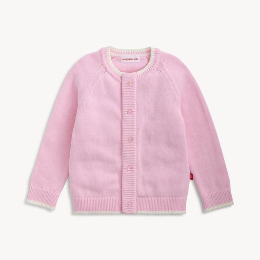 Crew Neck Cardigan - Pink