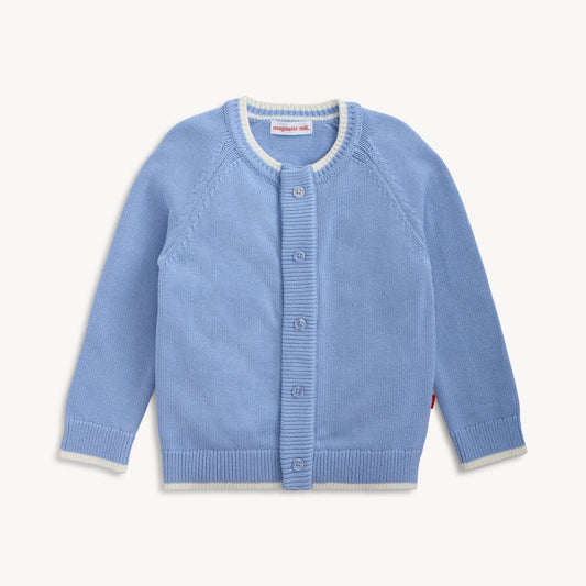 Crew Neck Cardigan - Light Blue