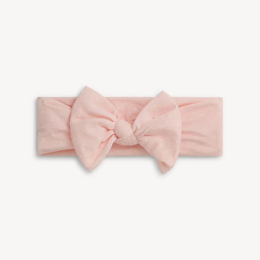 Modal Bow Headband - Pink Pin Dot
