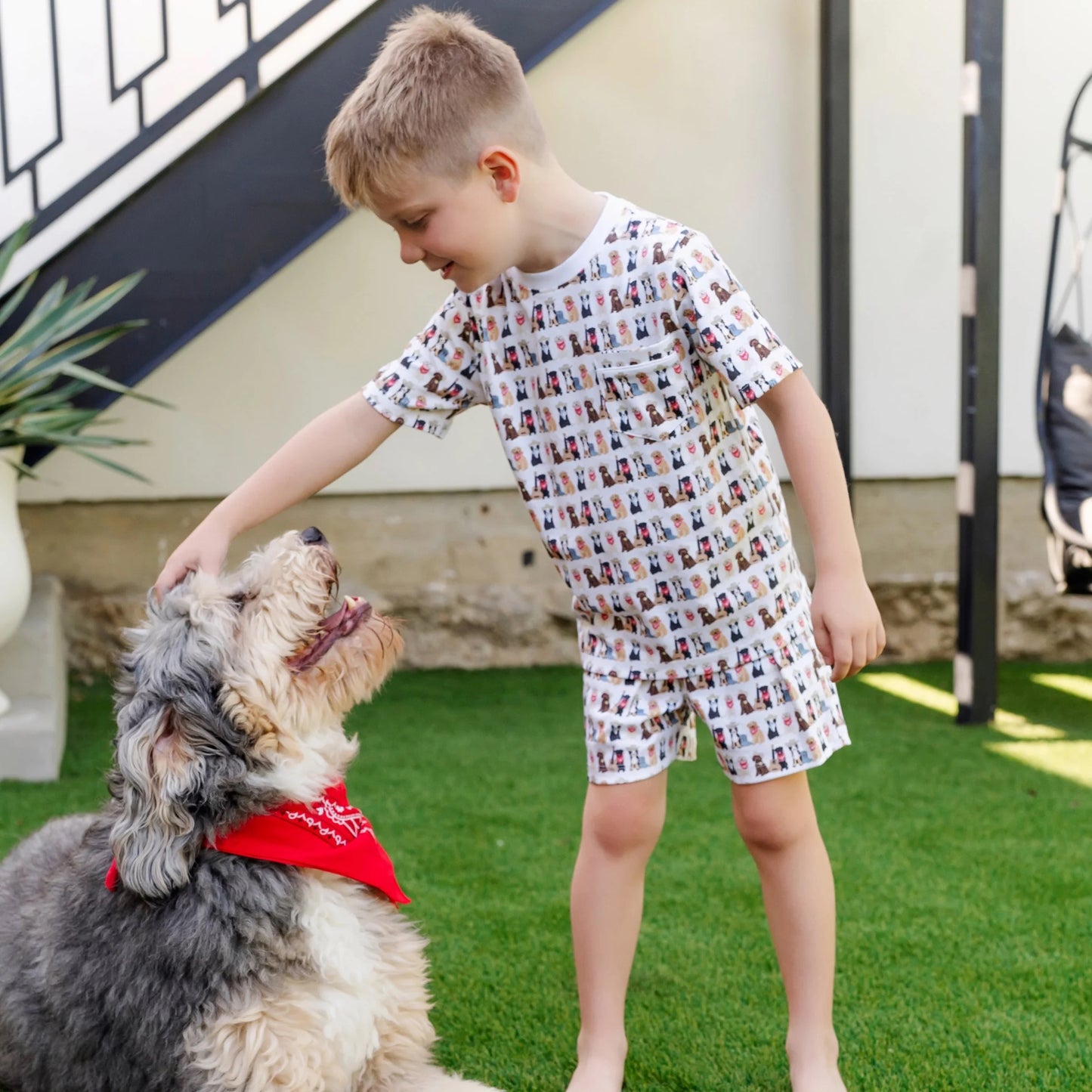 Charles Boys' Short Set - Western Pups
