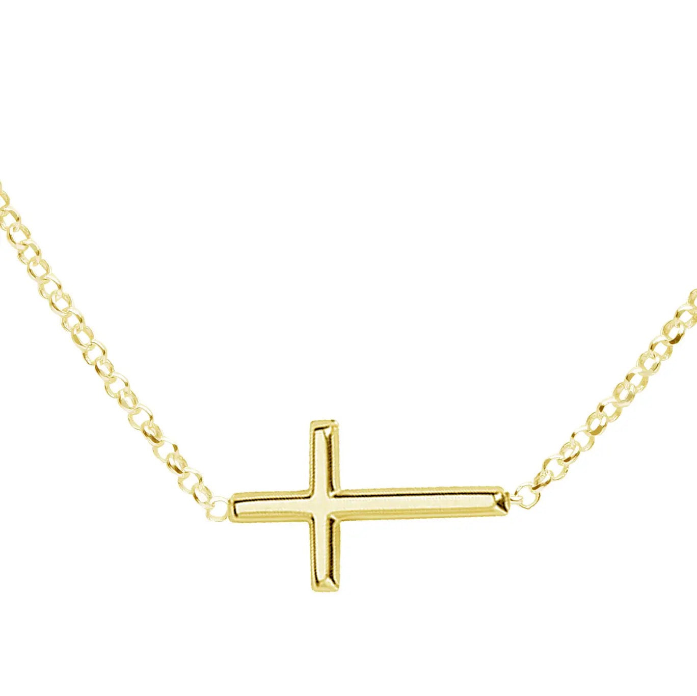 14K Gold-Plated Horizontal Cross Necklace