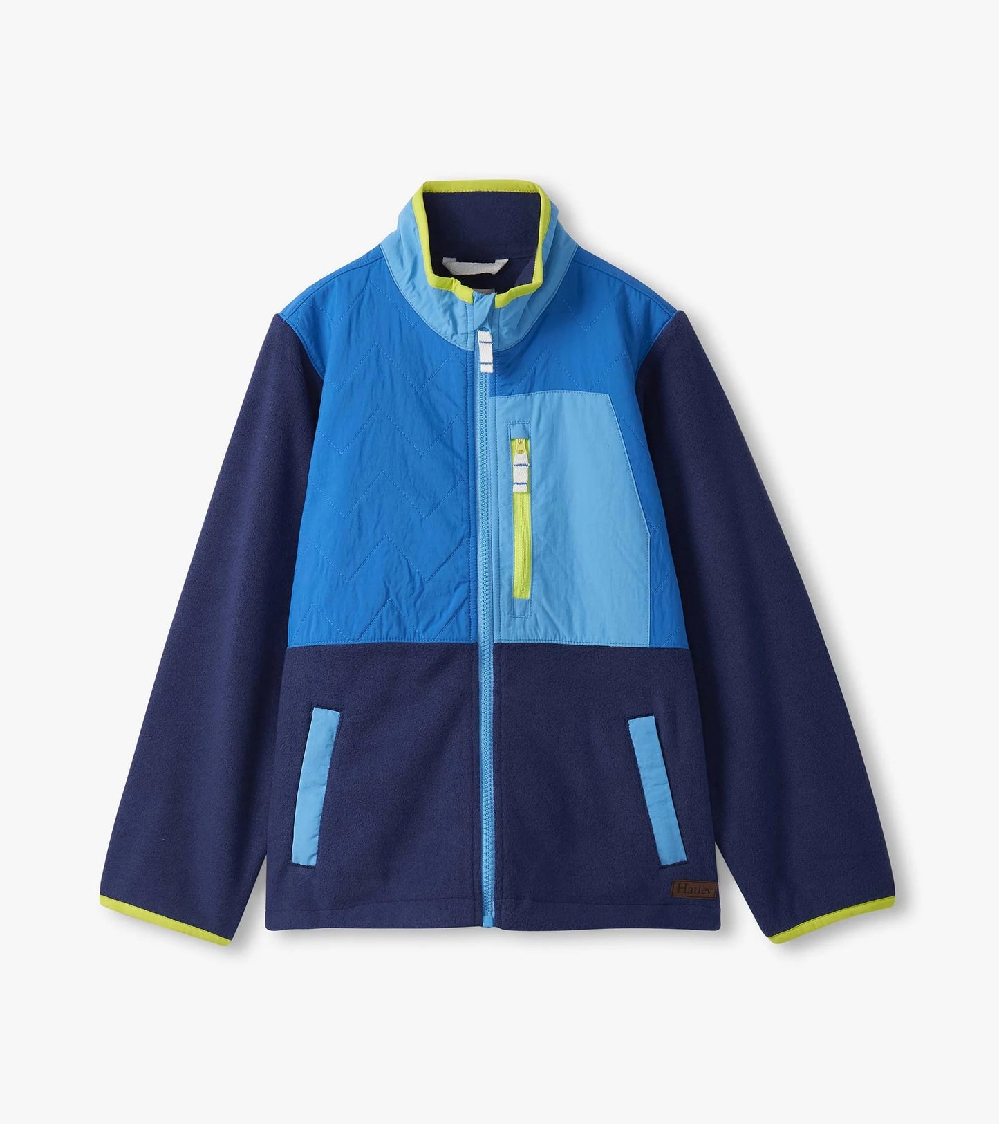 Polar Fleece Blue Color Block Jacket