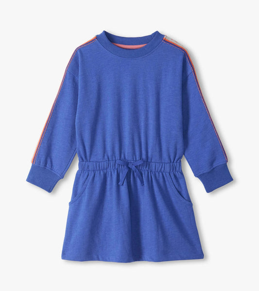 Dazzling Blue Ribbon Sleeve Cozy Dress