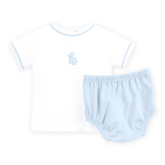 Leaping Bunnies Diaper Cover Set - Light Blue