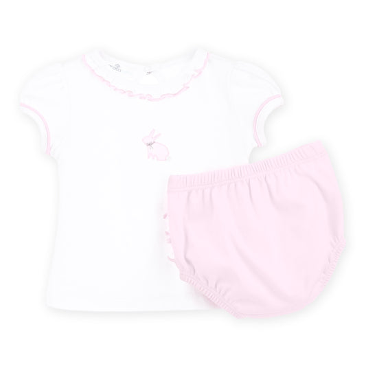 Leaping Bunnies Ruffle Diaper Cover Set - Pink