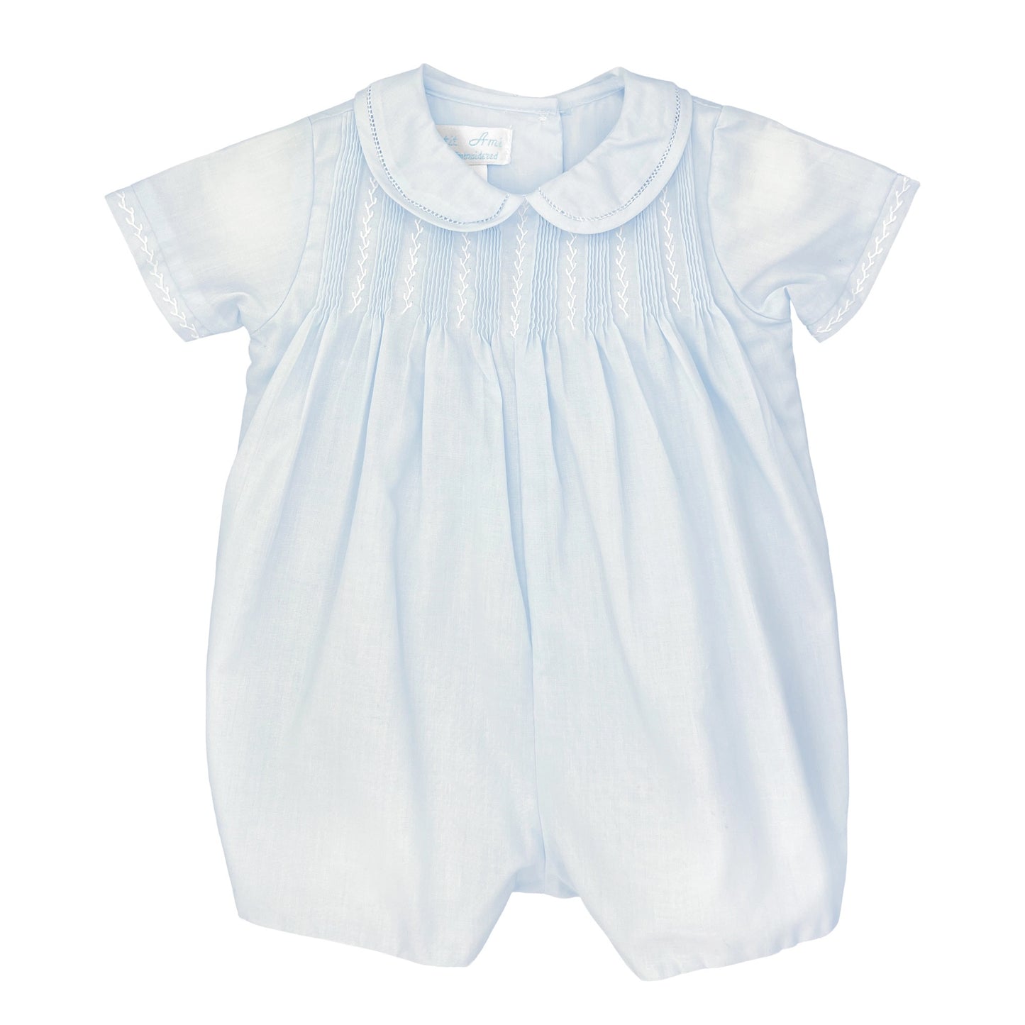 Blue Romper with Pintucks