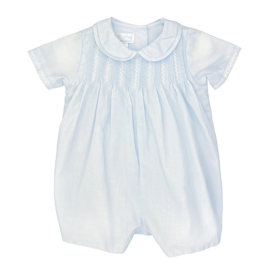 Blue Romper with Pintucks