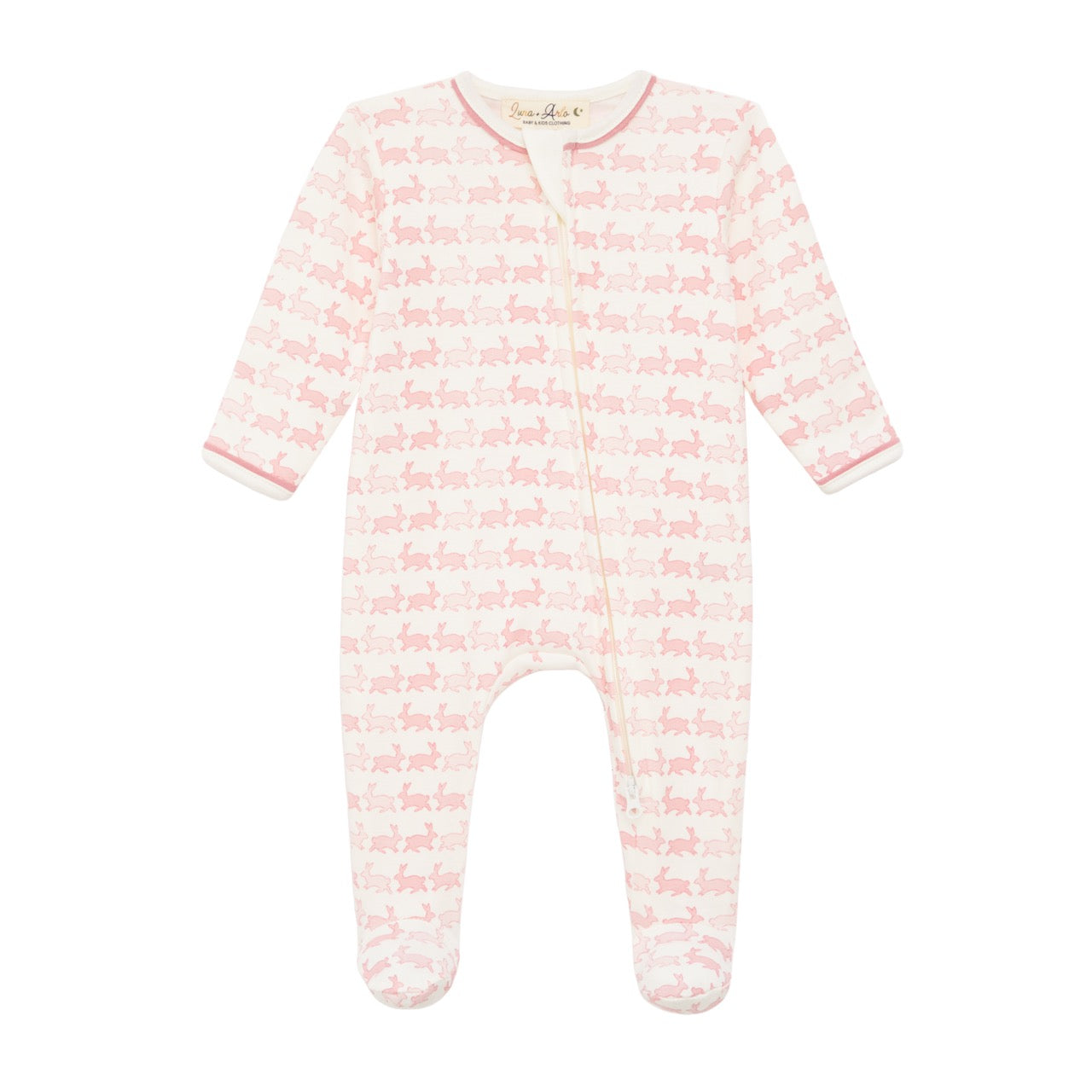 Bunny Hop Zip Footie - Dusty Rose